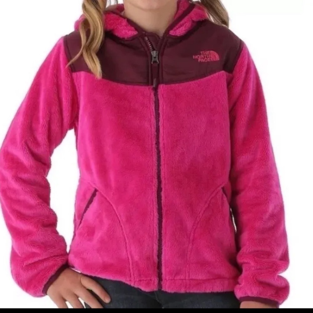[The North Face] Girls Oso Fleece Hoodie Azalea Pink/Black - L